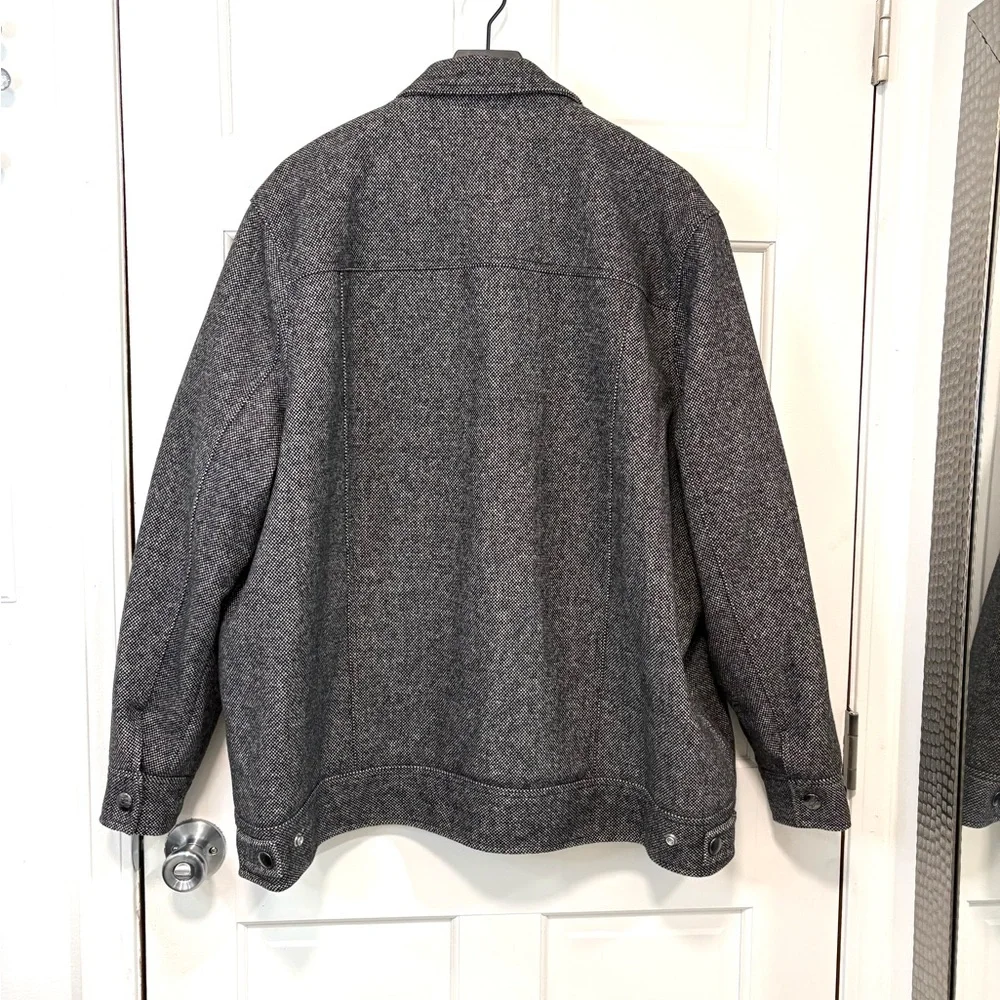 Shaquille O’Neal Wool Blend Coat Mens 2XLG Black White Check Full Zip Big & Tall